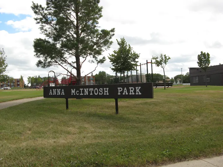 Ground-level photograph of Anna McIntosh Park from the city park map.