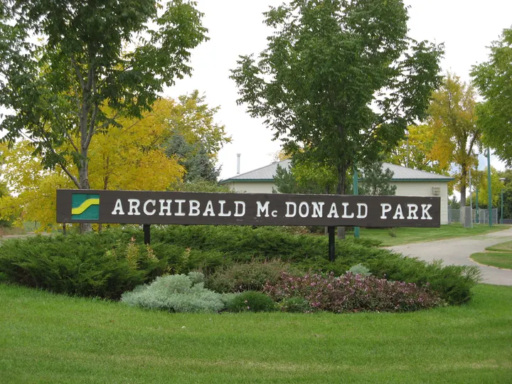 Ground-level photograph of Archibald McDonald Park from the city park map.