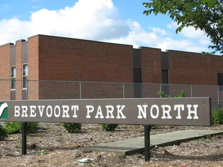Ground-level photograph of Brevoort Park North from the city park map.