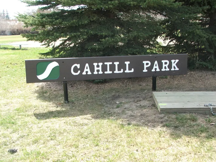 Ground-level photograph of Cahill Park from the city park map.
