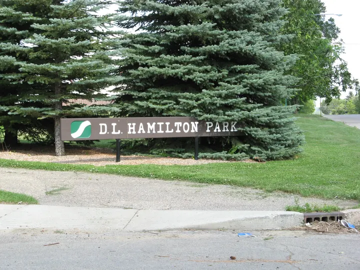Ground-level photograph of D. L. Hamilton Park from the city park map.