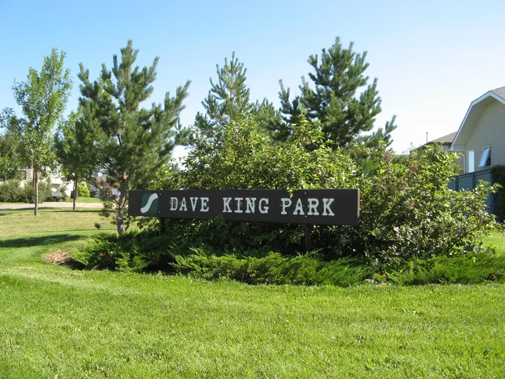 Ground-level photograph of Dave King Park from the city park map.