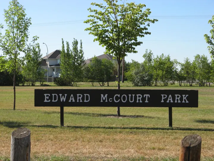 Ground-level photograph of Edward McCourt Park from the city park map.