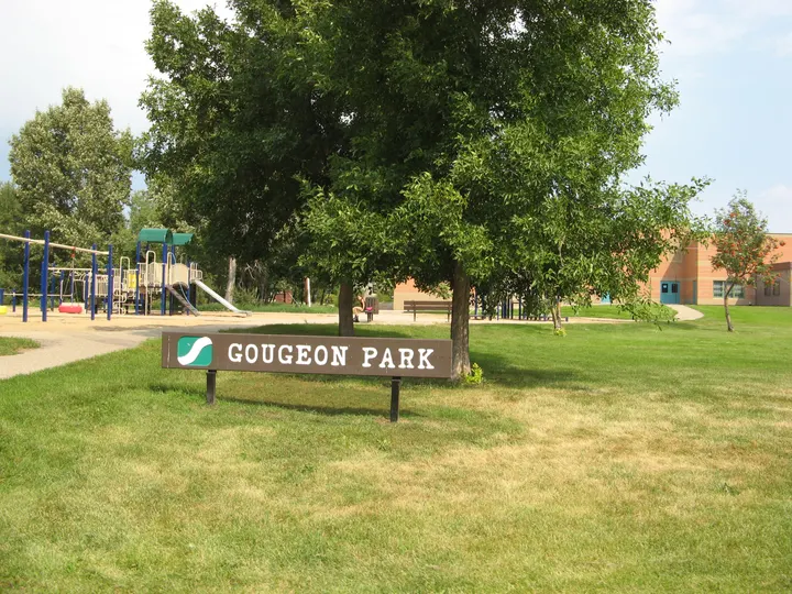 Ground-level photograph of Gougeon Park from the city park map.