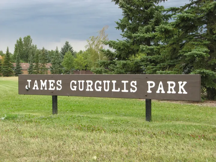 Ground-level photograph of James Girgulis Park from the city park map.