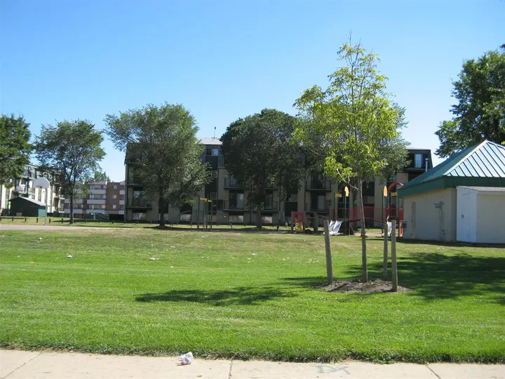 Ground-level photograph of Meadowgreen Park from the city park map.