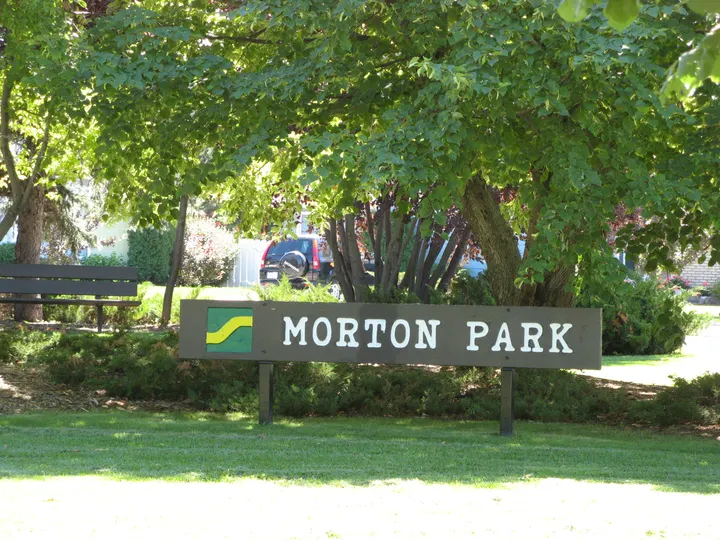Ground-level photograph of Morton Park from the city park map.