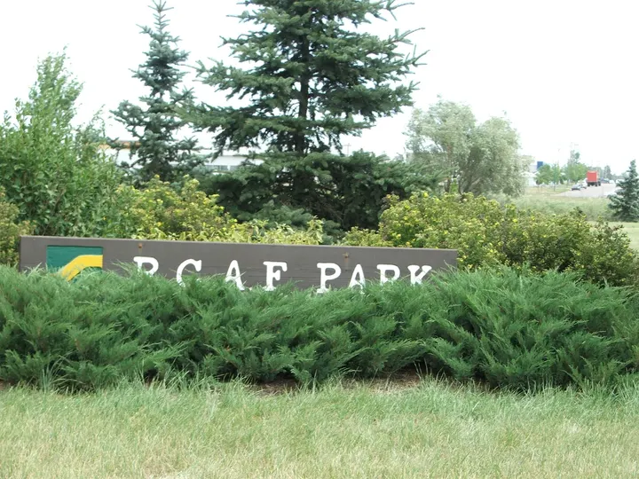 Ground-level photograph of RCAF Memorial Park from the city park map.